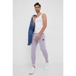 Kalhoty Hugo pánské, růžová barva, s aplikací