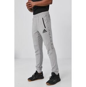 Kalhoty adidas pánské, šedá barva, s aplikací