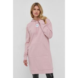 Šaty Hugo dámské, růžová barva, s aplikací