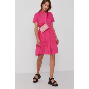 Šaty Tommy Hilfiger růžová barva, mini, áčkové