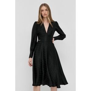 Šaty Elisabetta Franchi černá barva, midi, áčkové