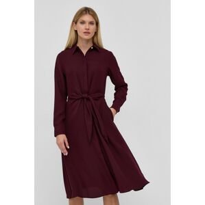 Šaty Lauren Ralph Lauren vínová barva, midi, áčkové