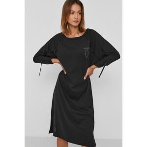 Bavlněné šaty G-Star Raw černá barva, midi, oversize