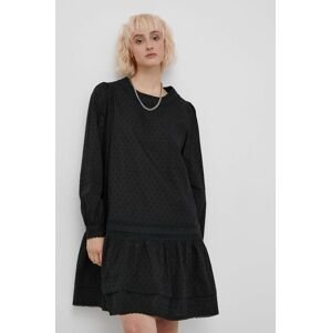 Bavlněné šaty Superdry černá barva, mini, áčkové