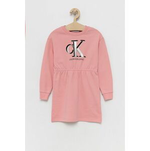 Dívčí šaty Calvin Klein Jeans růžová barva, mini, jednoduché