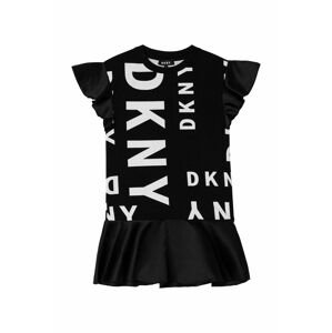 Dívčí šaty Dkny černá barva, mini, áčkové