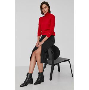 Vlněný svetr Calvin Klein dámský, červená barva, lehký, s rolákem