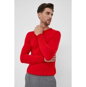 Vlněný svetr Hugo pánský, červená barva, lehký