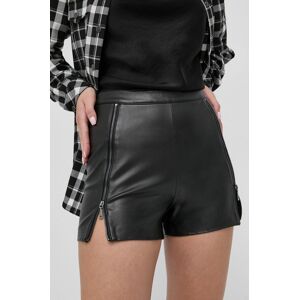 Kraťasy Guess dámské, šedá barva, hladké, high waist