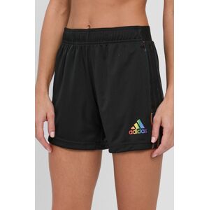 Kraťasy adidas Performance H37786 dámské, černá barva, hladké, medium waist