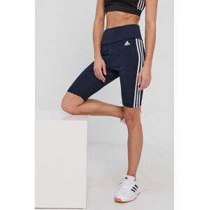 Kraťasy adidas GT0187 dámské, tmavomodrá barva, s potiskem, high waist