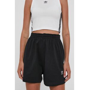 Kraťasy adidas Originals H37885 dámské, černá barva, hladké, high waist