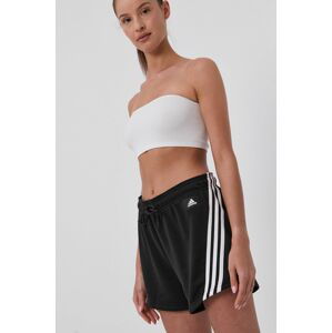 Kraťasy adidas Performance GU9690 dámské, černá barva, hladké, medium waist