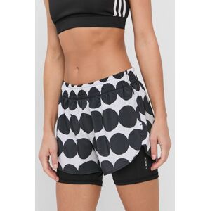 Kraťasy adidas Performance x Marimekko dámské, černá barva, vzorované, medium waist