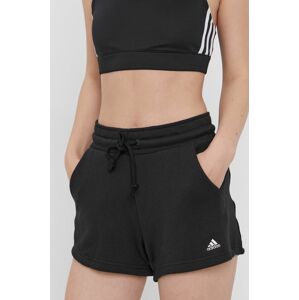 Kraťasy adidas Performance H47892 dámské, černá barva, hladké, medium waist