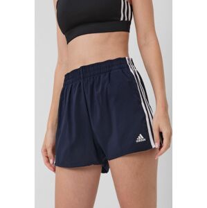 Kraťasy adidas GT0188 dámské, tmavomodrá barva, hladké, medium waist