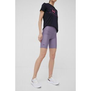 Tréninkové šortky Under Armour 1360939 dámské, fialová barva, hladké, high waist