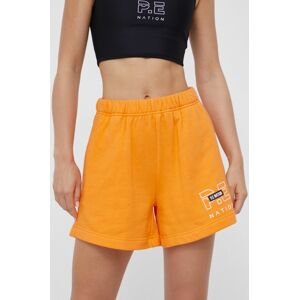 Bavlněné šortky P.E Nation dámské, oranžová barva, hladké, high waist