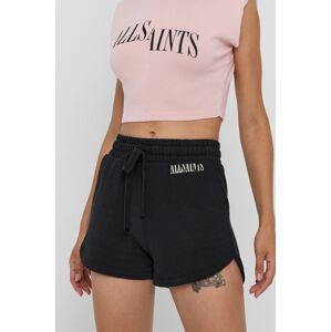 Kraťasy AllSaints dámské, černá barva, hladké, medium waist