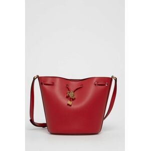 Kožená kabelka Lauren Ralph Lauren červená barva