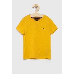 Dětské tričko Tommy Hilfiger žlutá barva, hladké