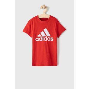 Dětské tričko adidas GN3993 červená barva, s potiskem