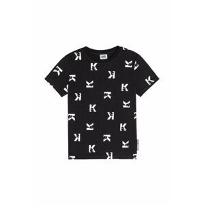 Dětské bavlněné tričko Karl Lagerfeld černá barva, vzorované