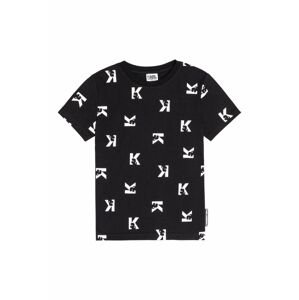 Dětské bavlněné tričko Karl Lagerfeld černá barva, vzorované