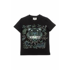 Dětské bavlněné tričko Kenzo Kids černá barva, s potiskem