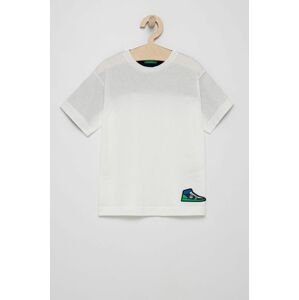 Dětské bavlněné tričko United Colors of Benetton bílá barva, s aplikací