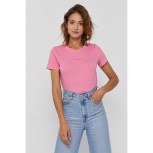 Bavlněné tričko Calvin Klein růžová barva