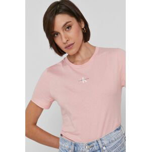 Bavlněné tričko Calvin Klein Jeans růžová barva