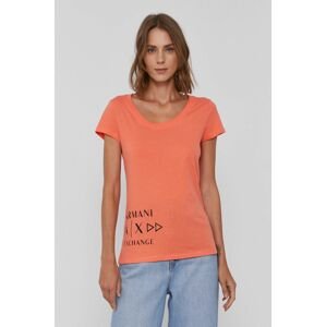 Bavlněné tričko Armani Exchange oranžová barva