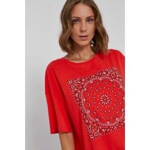 Bavlněné tričko Wrangler červená barva