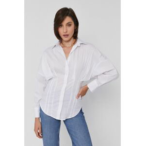 Košile Sisley dámská, bílá barva, relaxed, s klasickým límcem