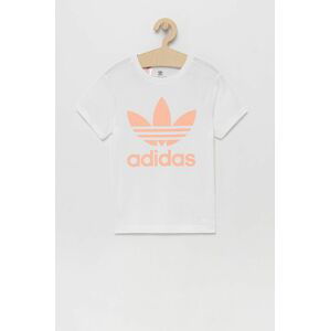 Dětské bavlněné tričko adidas Originals H35618 bílá barva