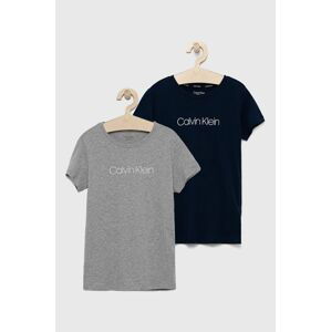 Dětské bavlněné tričko Calvin Klein Underwear (2-pack) šedá barva