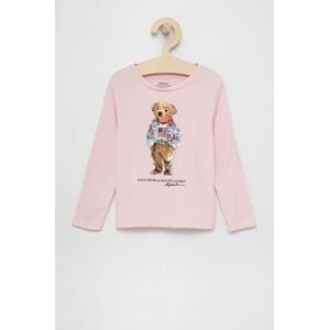 Dětské tričko s dlouhým rukávem Polo Ralph Lauren růžová barva
