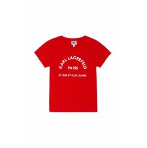 Dětské bavlněné tričko Karl Lagerfeld červená barva