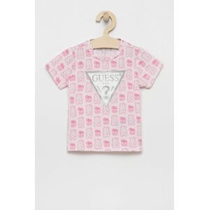 Dětské tričko Guess růžová barva, s potiskem