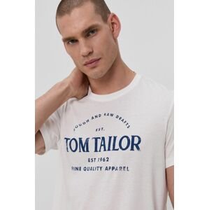 Bavlněné tričko Tom Tailor bílá barva, s potiskem