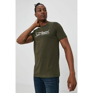 Bavlněné tričko Produkt by Jack & Jones zelená barva, s potiskem
