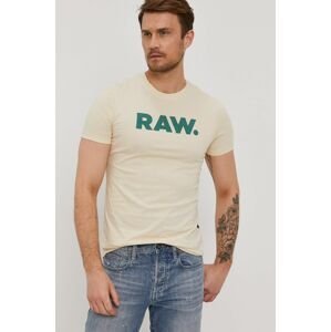 Tričko G-Star Raw pánské, krémová barva, s potiskem