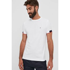 Bavlněné tričko Tommy Hilfiger bílá barva, hladké
