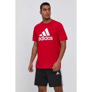 Tričko adidas GK9124 pánské, červená barva, s potiskem