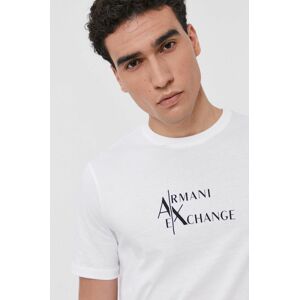 Bavlněné tričko Armani Exchange bílá barva, s potiskem