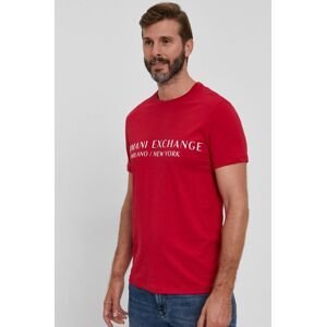 Bavlněné tričko Armani Exchange červená barva, s potiskem