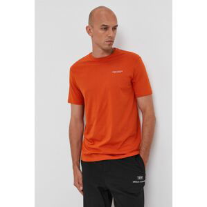 Bavlněné tričko Armani Exchange oranžová barva, hladké