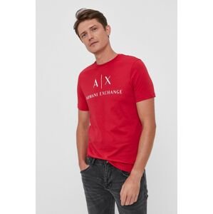Bavlněné tričko Armani Exchange červená barva, s potiskem