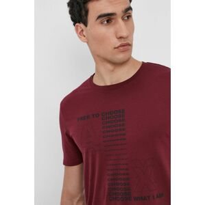 Bavlněné tričko Armani Exchange vínová barva, s potiskem